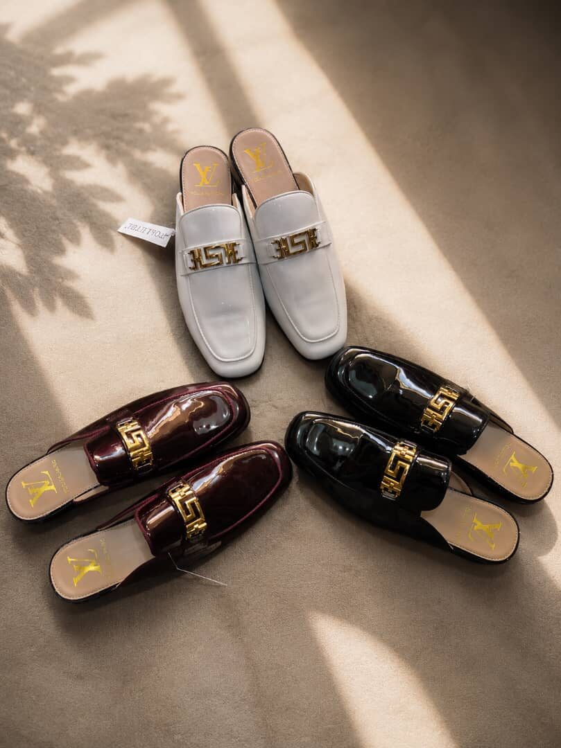 Luxury patent loafers in white, black and burgundy